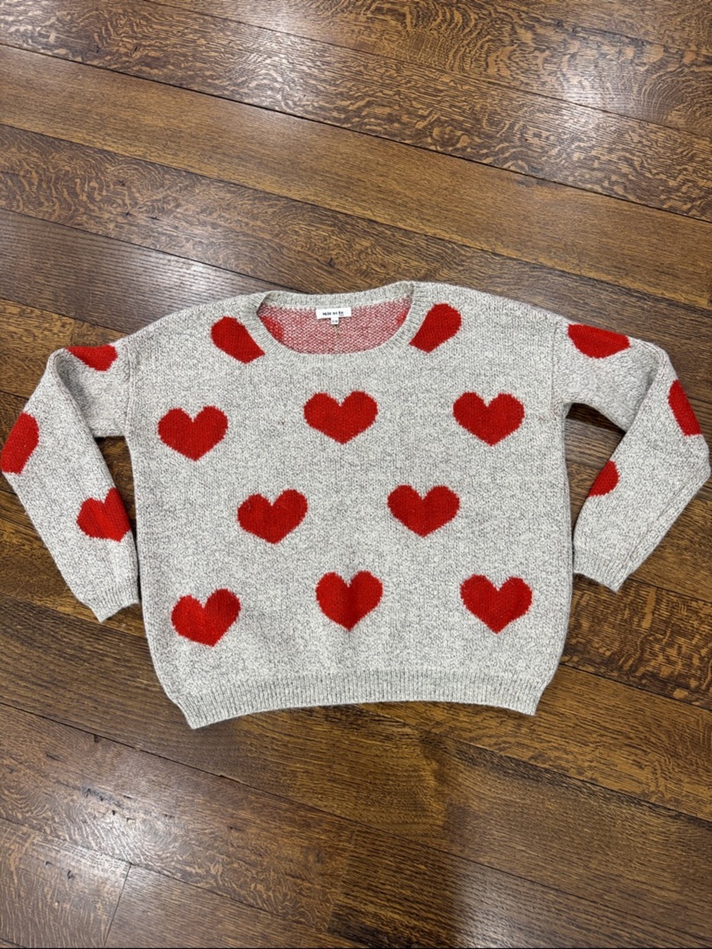 Cozy Heart-Pattern Sweater with Red Hearts